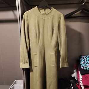True Vintage Chic Olive Long Sleeve Mini Dress Size Med/large